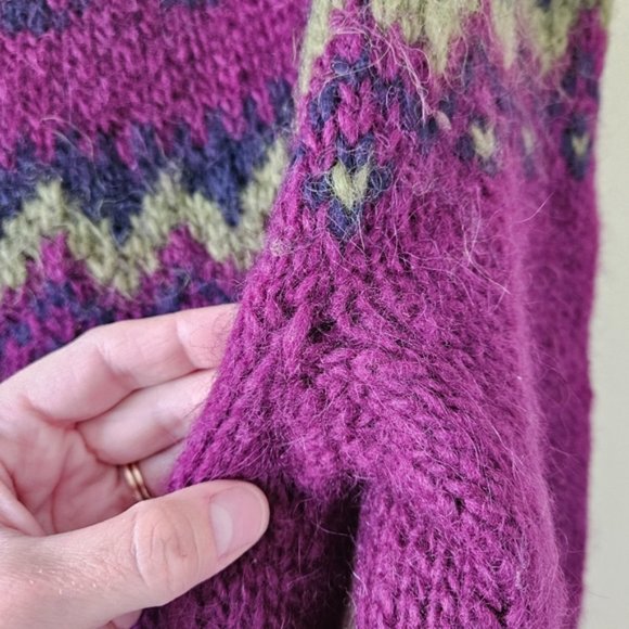 Fair Isle handmade crewneck long sleeve wool sweater women's size M/L - Picture 6 of 16